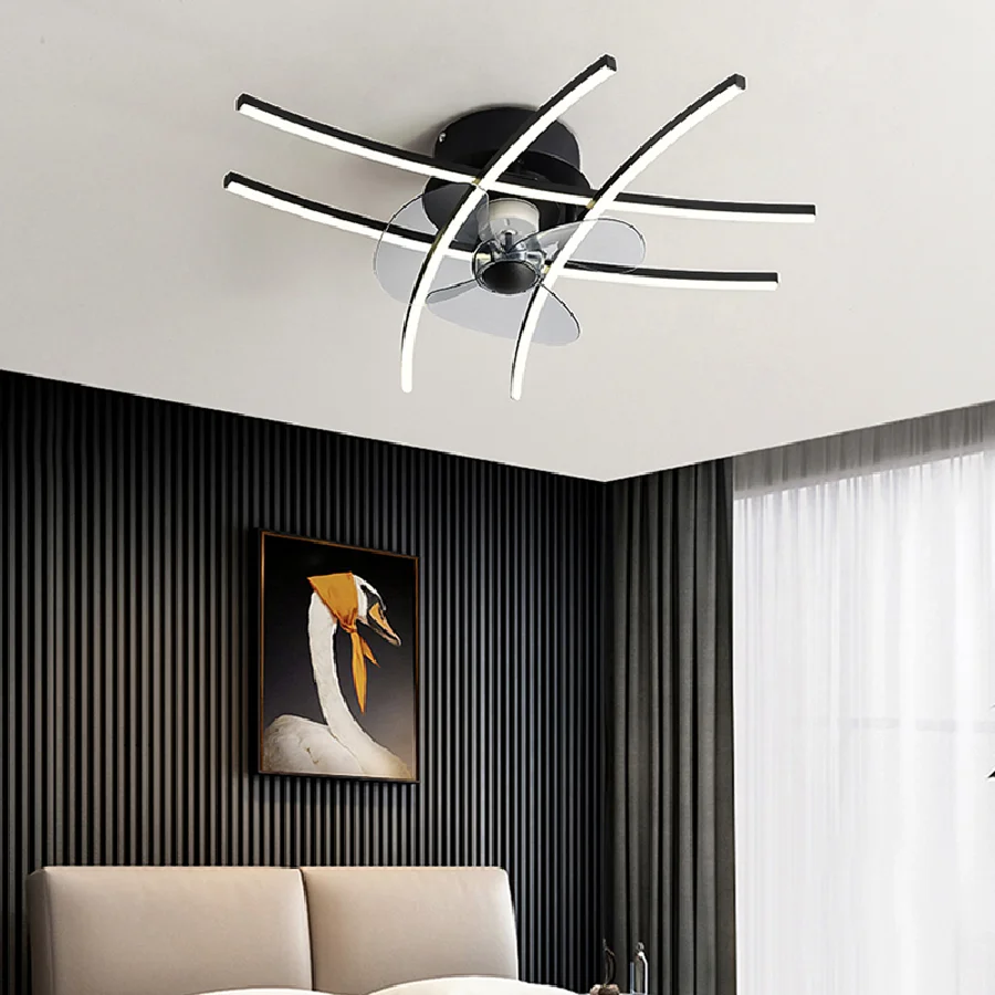 

Скандинавская люстра без лопастей, потолочный вентилятор для спальни, декоративные светодиодные потолочные лампы