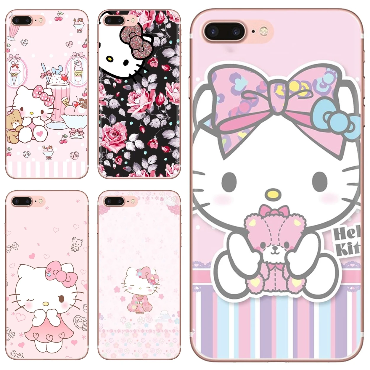 

Transparent TPU Case Covers Naughty Hello Kitty For iPhone 10 11 12 13 Mini Pro 4S 5S SE 5C 6 6S 7 8 X XR XS Plus Max 2020