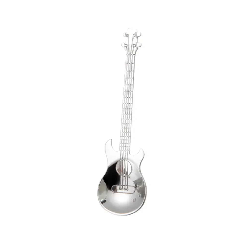 

2022New 1Pcs Stainless Steel Cartoon guitar Spoon Milk Coffee Spoon Ice Cream Candy Teaspoon accessories