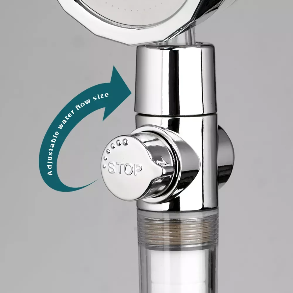 

2021 Dropshipping Propeller Driven Shower Head with Stop Button Shower head with Fan High Pressure Handheld shower Nozzle