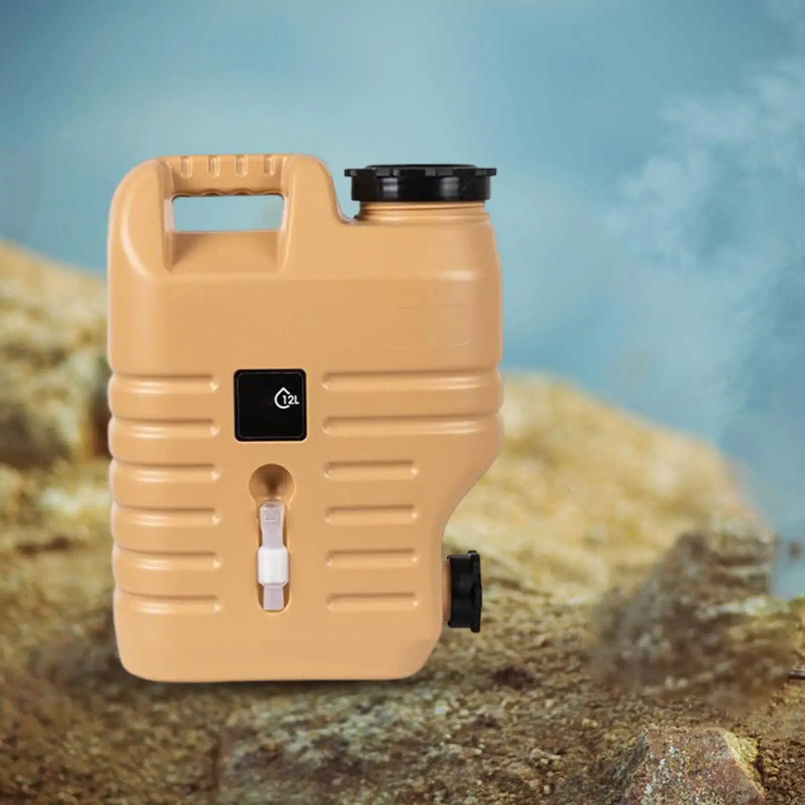 

Water Container 3.2 Gallon Water Bucket Jug Tank Jugs Beverage Dispenser with Handle Durable for Drinking Dish Washing Backpack