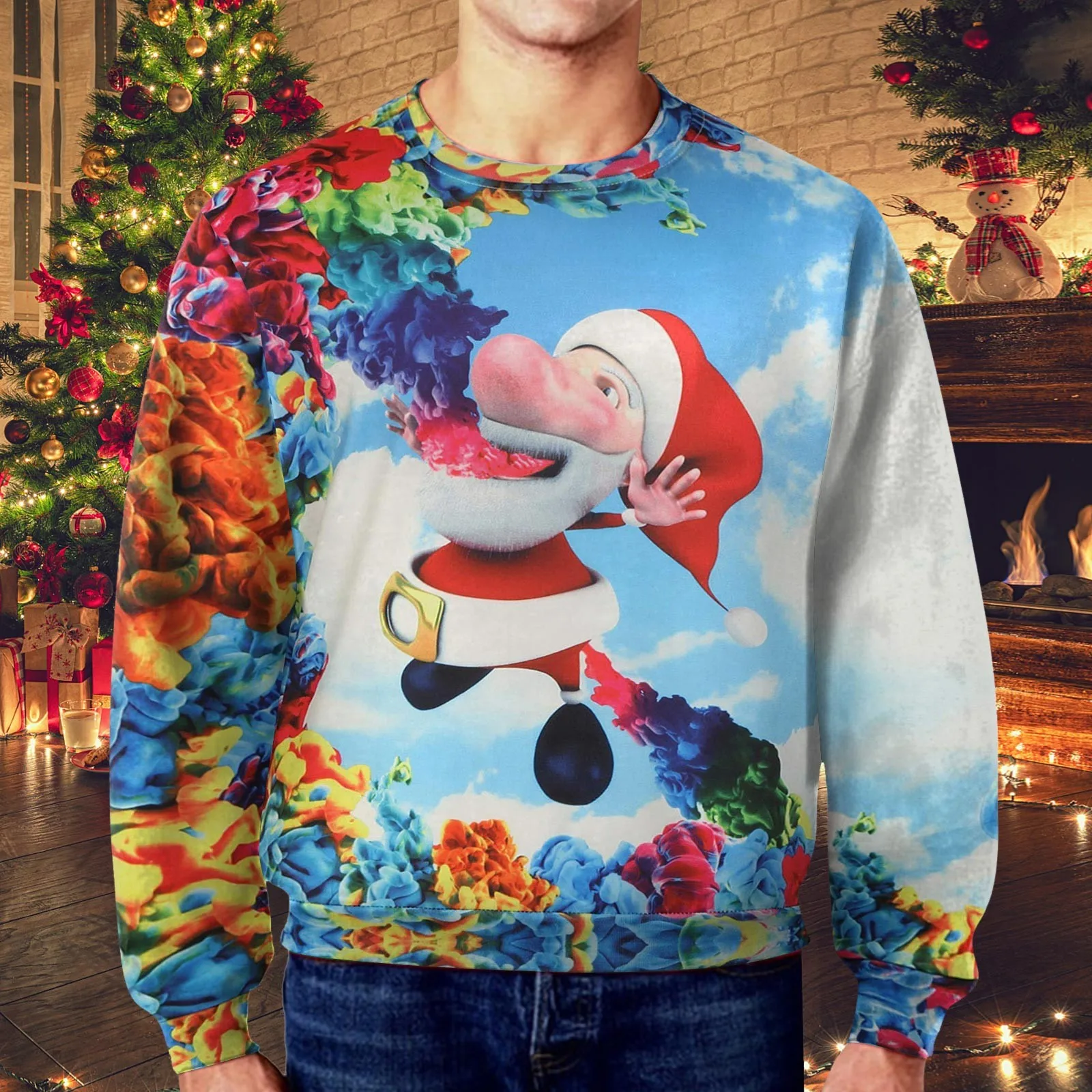 

Studio Apparel Men's Winter Christmas Print Casual Loose Round Neck Hoodie Have A Good Day Sweatshirt