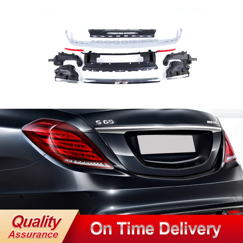 

Задний диффузор с наконечниками выхлопных газов для S Class W222 Sport to S65 A стильные аксессуары для автомобильного заднего бампера Запчасти для тю...