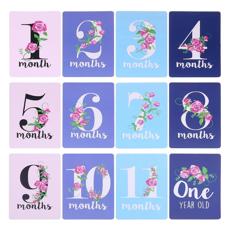 

57EE Baby Milestone Photo Cards - Set of 12 Photo Cards To Capture Your Baby's First Year Memorable Moments