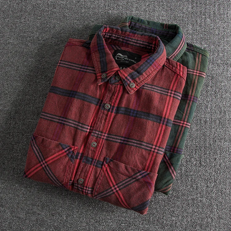 

Men's Shirt 2021 Autumn Winter Simple Fashion Plaid Youth Long-Sleeve Blouse Washed Oxford Cloth Business Fashion