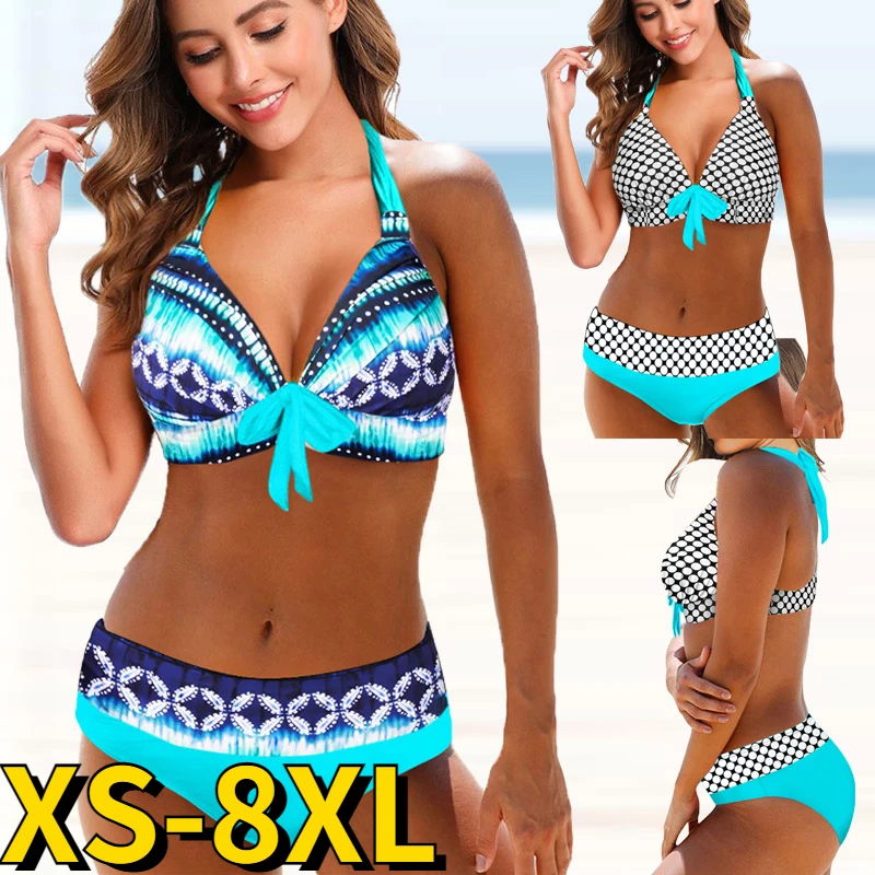 

2022 New Women Sexy High Waist Bikini Suit Swimsuit Women Wave Point of Printing Sexy Two Pieces Beachwear Bathing Suit Swimwer