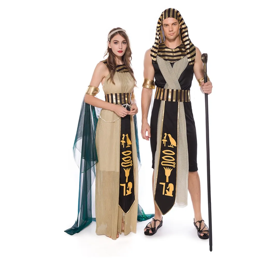 Purim Carnival Egypt Costume Pharaoh Cleopatra Cosplay Costumes Egypt Royal Fancy Party Dress For Women Men Stage Couples Outfit