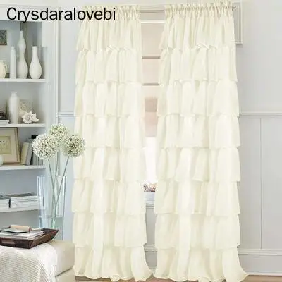 

Индивидуальные Многослойные кружевные тюлевые занавески с оборками для спальни девочки полузатеняющие белые/зеленые/розовые прозрачные З...