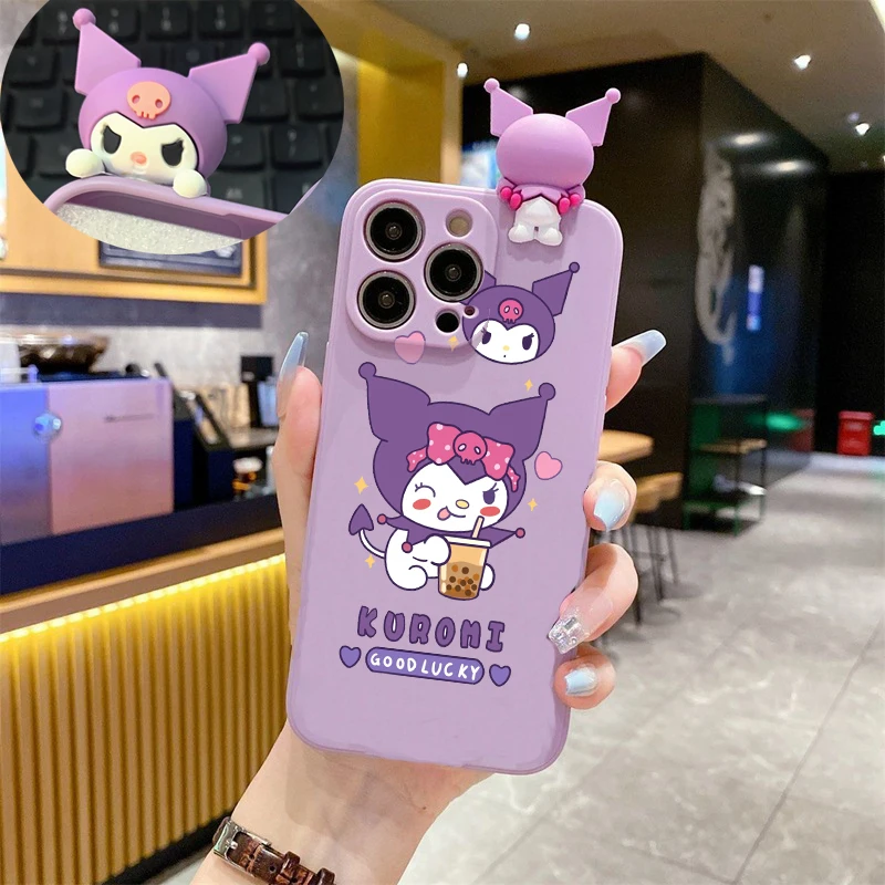 Милый чехол из ТПУ с 3D рисунком Kuromi для Realme C53 C25 C21 C21Y C25Y C20 C51 C12 C15 C30 Note 50 C55 C33 C35 C67 C31