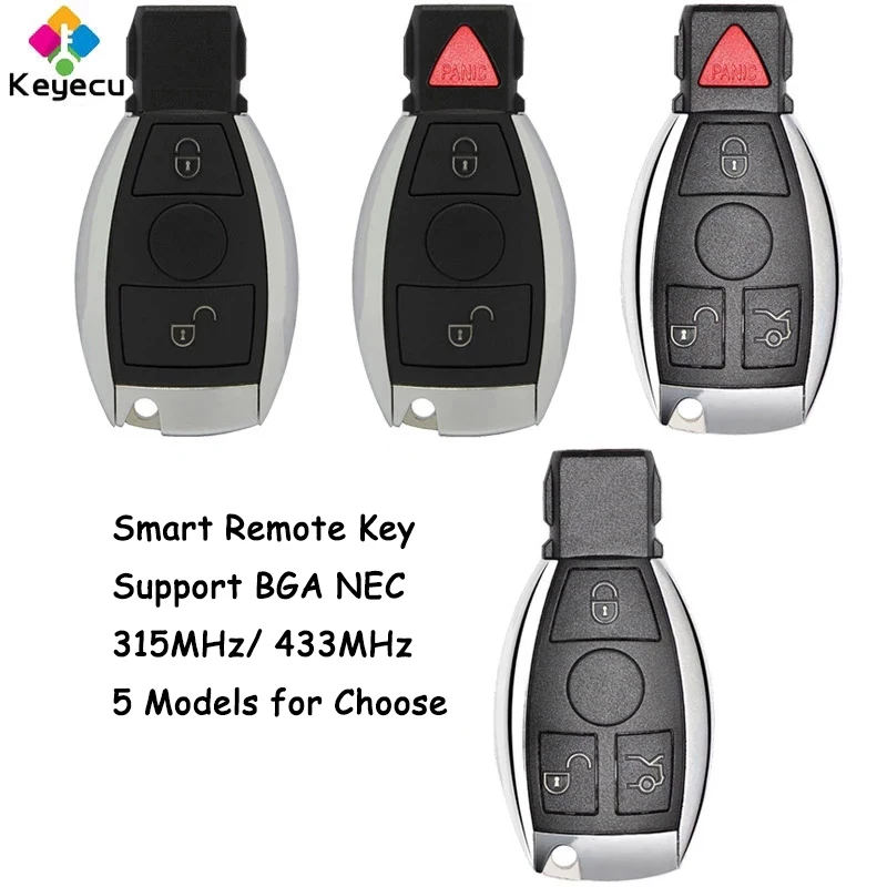 

KEYECU Smart Remote Control Car Key for Mercedes Benz Year 2000+ Supports Original NEC & BGA Fob 2 3 4 Buttons & 315MHz / 433MHz