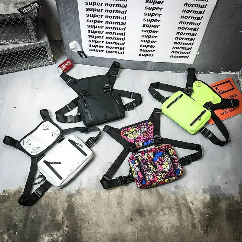 ins tide brand tooling function tactical waist bag men's street hip-hop vest bag cool wind ladies front back chest bag