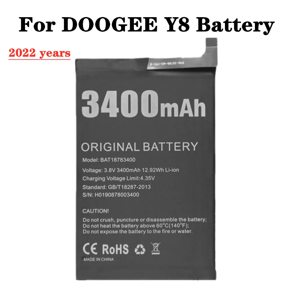 

BAT18783400 3400mAh Battery For Doogee Y8 Phone Replacement Batteries High Quality Smartphone Bateria