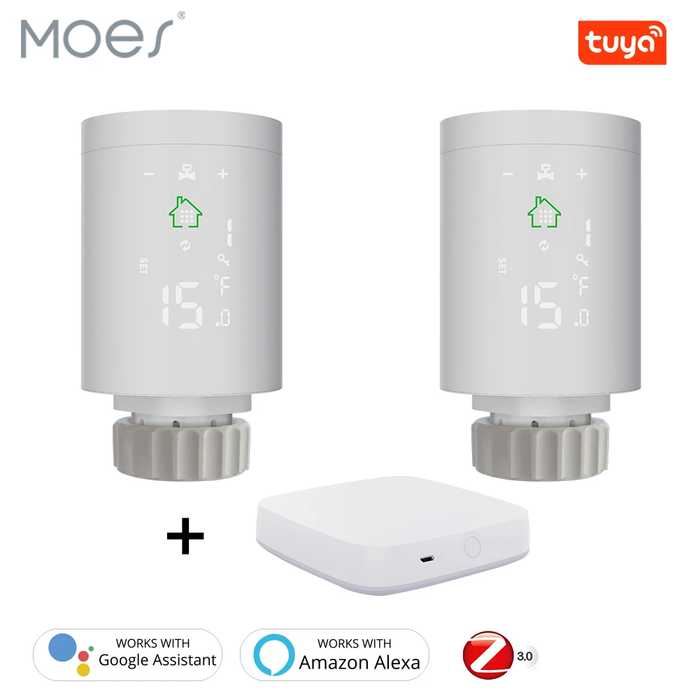 

TRV ZigBee3.0 Smart Radiator Actuator Programmable Thermostatic Radiator Valve Temperature Controller Voice Control via Alexa