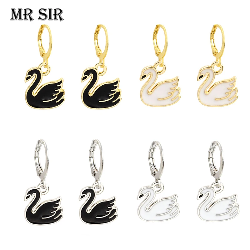 

Creative Black White Swan Earrings For Women Girls High Quality Elegant Personality Fashion Earrings Pendants Kids Gifts Jewelry