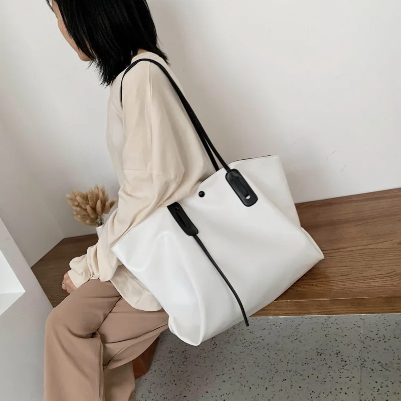 

Дизайнерская дамская сумочка, Большая вместительная сумка из мягкой искусственной кожи, повседневный дорожный чемоданчик на плечо
