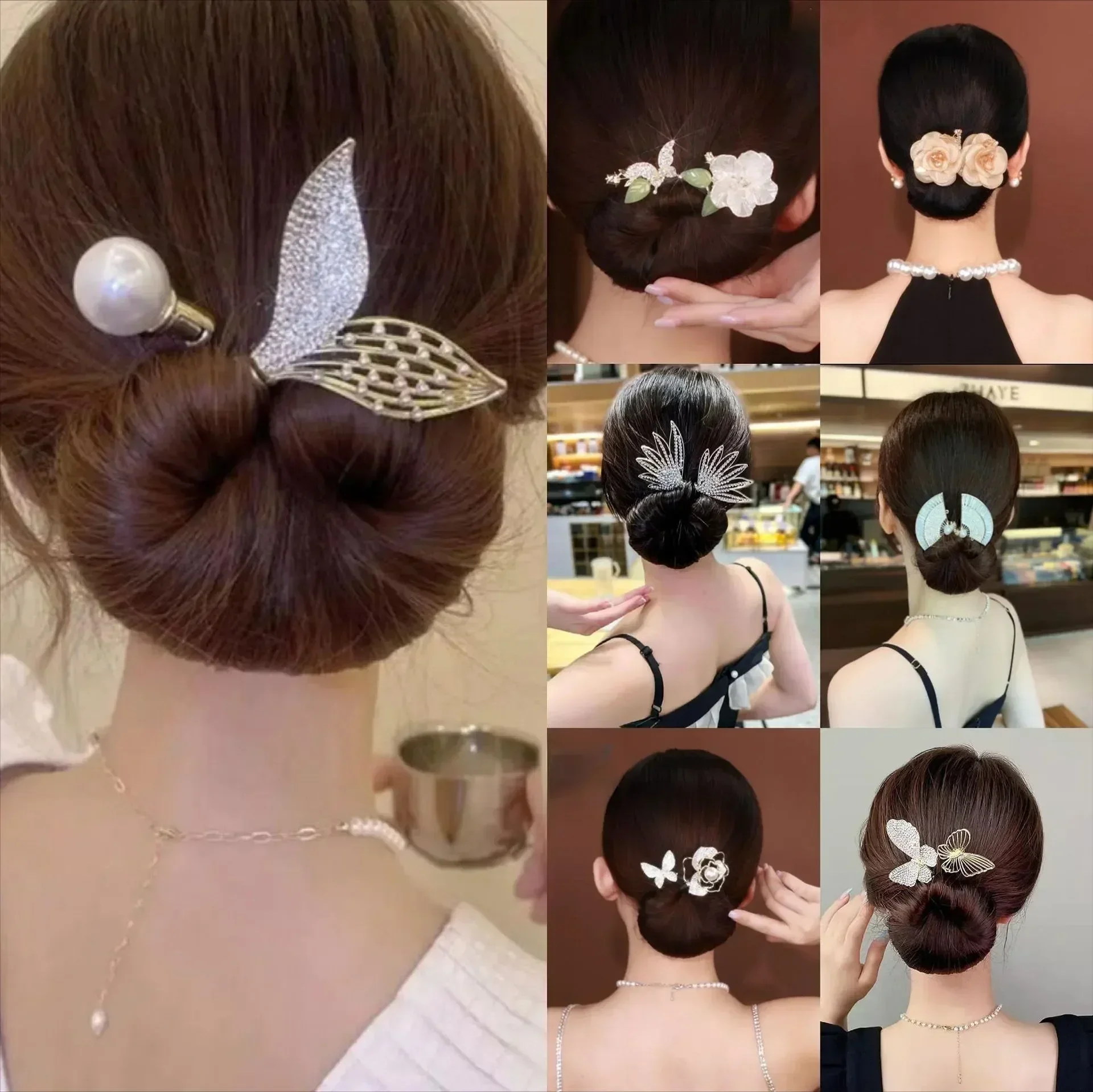 

Women's Lazy Bun Maker Curler Rabbit Bow Hair Accessories Headband Roller Magic Ear Donut Ring Hairpin Tool Hairstyle Twisted