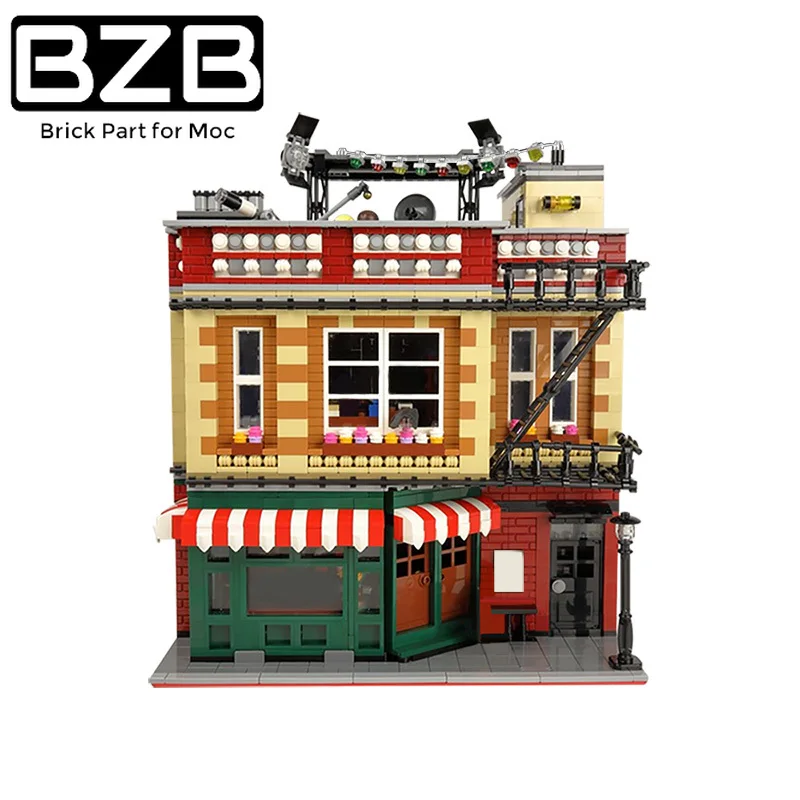 

BZB MOC-34463 городская уличная сцена Китай центральный кафе магазин строительные блоки Модульные строительные блоки игрушки