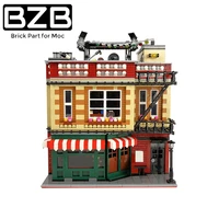 bzb moc 34463 city street scene chinese central cafe coffee shop building blocks modular construction block model toys