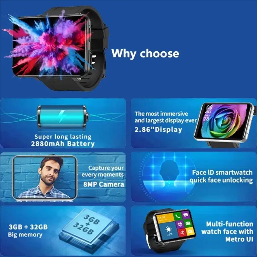 Для 4G LTE Android умные часы 2 86-дюймовый экран 3 + 32G GPS-позиционирование мониторинг