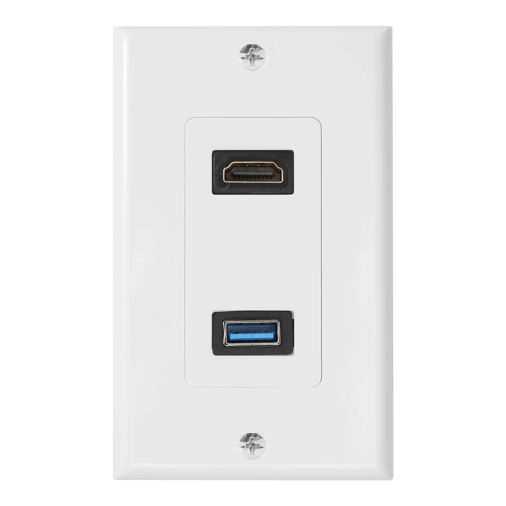 

1x 2Port HDMI+USB 3.0 Female Wall Face Plate Panel Outlet Socket Extender White