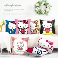 45x45cm hello kitty pillowcase sanrio cartoon figure pink kitty print sofa pillow case room decorations throwing pillow for girl