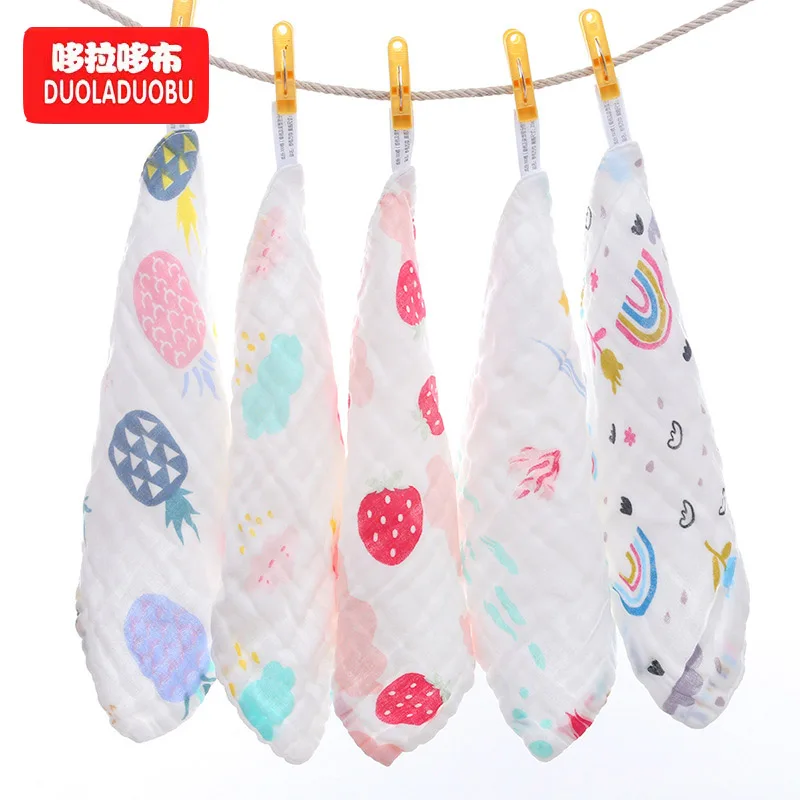 

Двухслойное детское полотенце высокой плотности DUOLADUOBU 25*25, маленькое квадратное полотенце, полотенце для лица с мультяшным принтом, полоте...