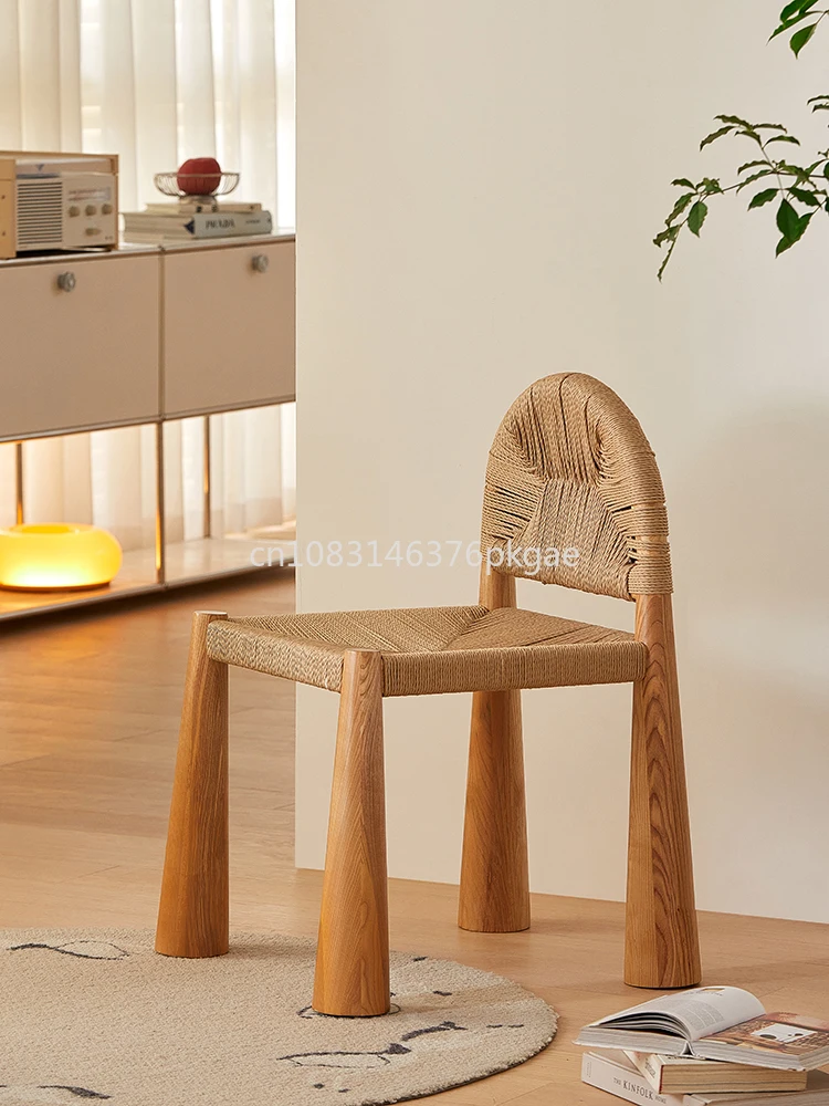 Винтажная плетеная нить из цельной древесины верёвочная спинка