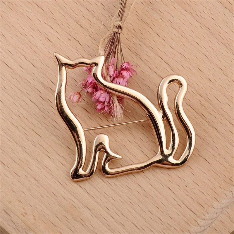 Брошь в виде кошки милые аксессуары модная пустая универсальная маленькая брошь