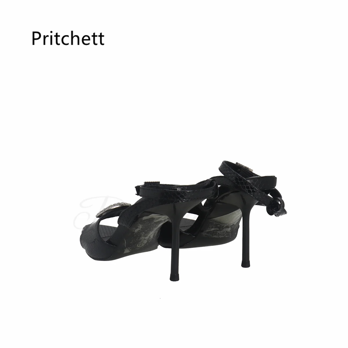 Rhinestone Open Toe Stiletto Sandals for Women Summer High Heels Sexy Black Leather Buckle Strap Pointy Sandals Party Shoes