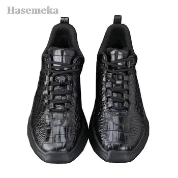 2022 Genuine Leather Man High Quality Designer Sports Shoes Luxury Brand Black Sneakers Men's Fashion Trend Casual Free Shipping