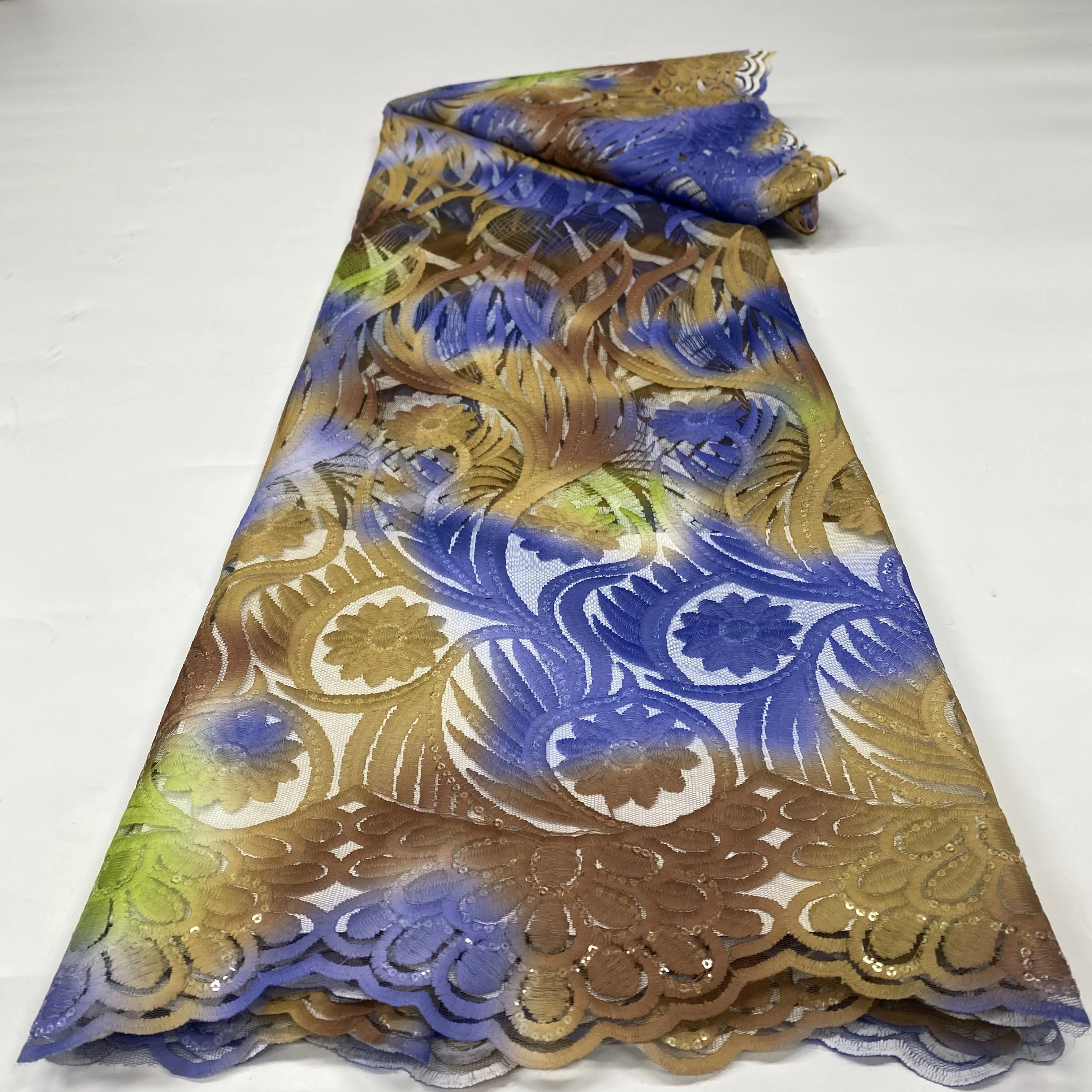 

Beautiful Embroidered Lace Fabric for Nigerian Asoebi Dress African Net Lace Fabric for DIY Gown Sewing Accessories SQXN05