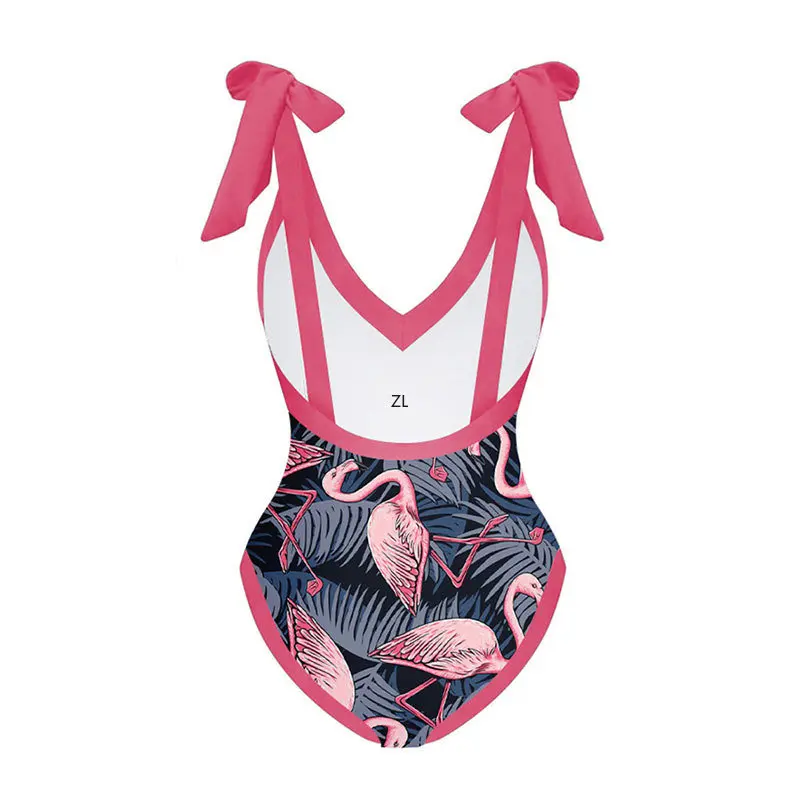 Flamingo Print One Piece Swimsuit Bikini Woman Swimwear Maxi Wrap Skirts Vintage Holiday Designers Bathing Suit Beach Cover Up
