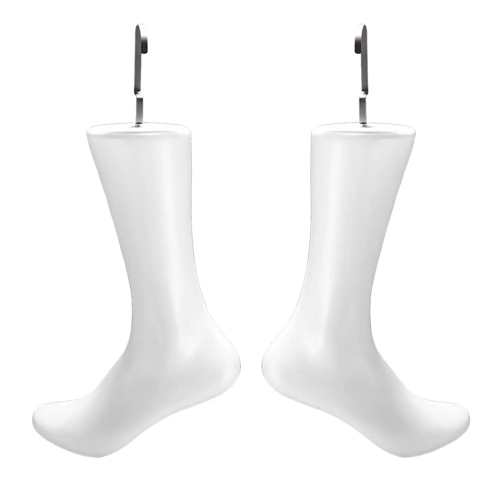 

2x White Standing Mannequin with Hanging Hook Foot Model for Shoe Sock Display