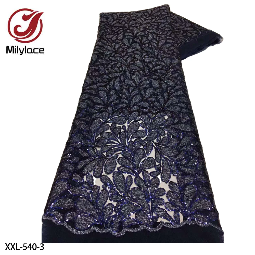

Lace Fabric 5 Yards Nigeria Lace Fabric 2020 High Quality Lace Beaded Sequins Nigeria Dresses for Women Lace XXL-540