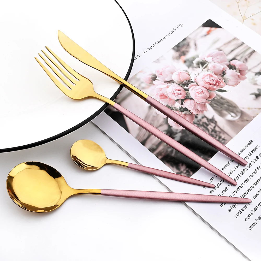 Набор столовых приборов из нержавеющей стали в розовом золоте Drmfiy роскошная столовая посуда вилка ложка нож кухонное серебро столовая посуда для дома на.