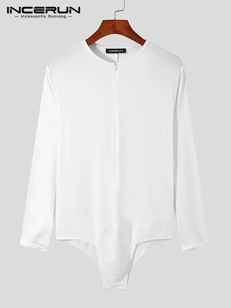 INCERUN Comfortable Homewear New Men's Zipper Rompers Stylish Onesies Striped Casual Sexy Style Long Sleeve Jumpsuit S-5XL 2022