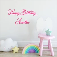 custom kids name wall stickers vinyl happy birthday sign decals board parties anniversaire personalized home decor murals hw012