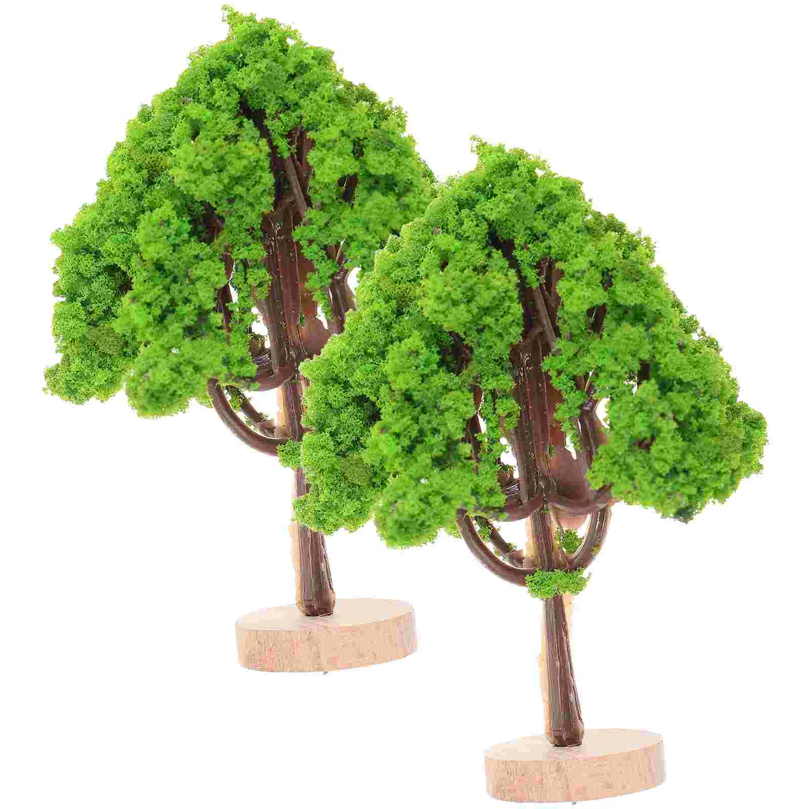

2 Pcs Sand Table Simulation Landscape Tree Train Decor Wood Mini Trees Ornament