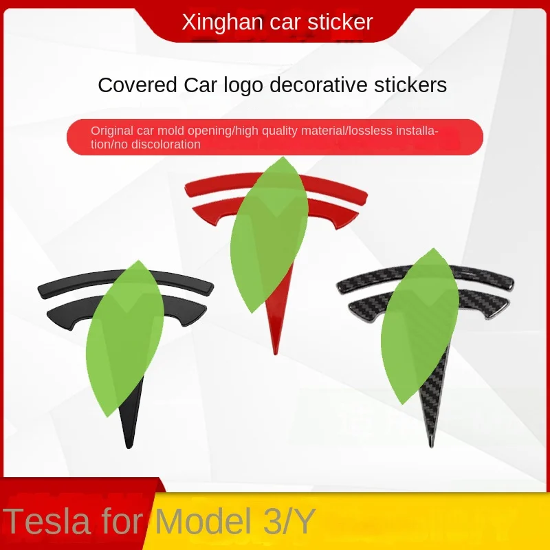 

3pcs Emblems Matte Black for Tesla Model 3 Y Auto Logos Steering Wheel Decoration Modified Car Accessories Tail Box Car Stickers