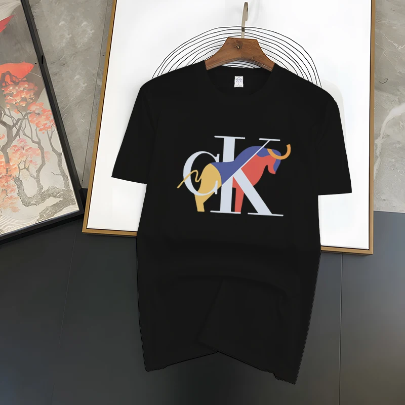

Summer New Brand Men's T-shirt Letter Printing Top Women's Round Neck Short Sleeve Korean Street 100% Pure Cotton Men's Clothing