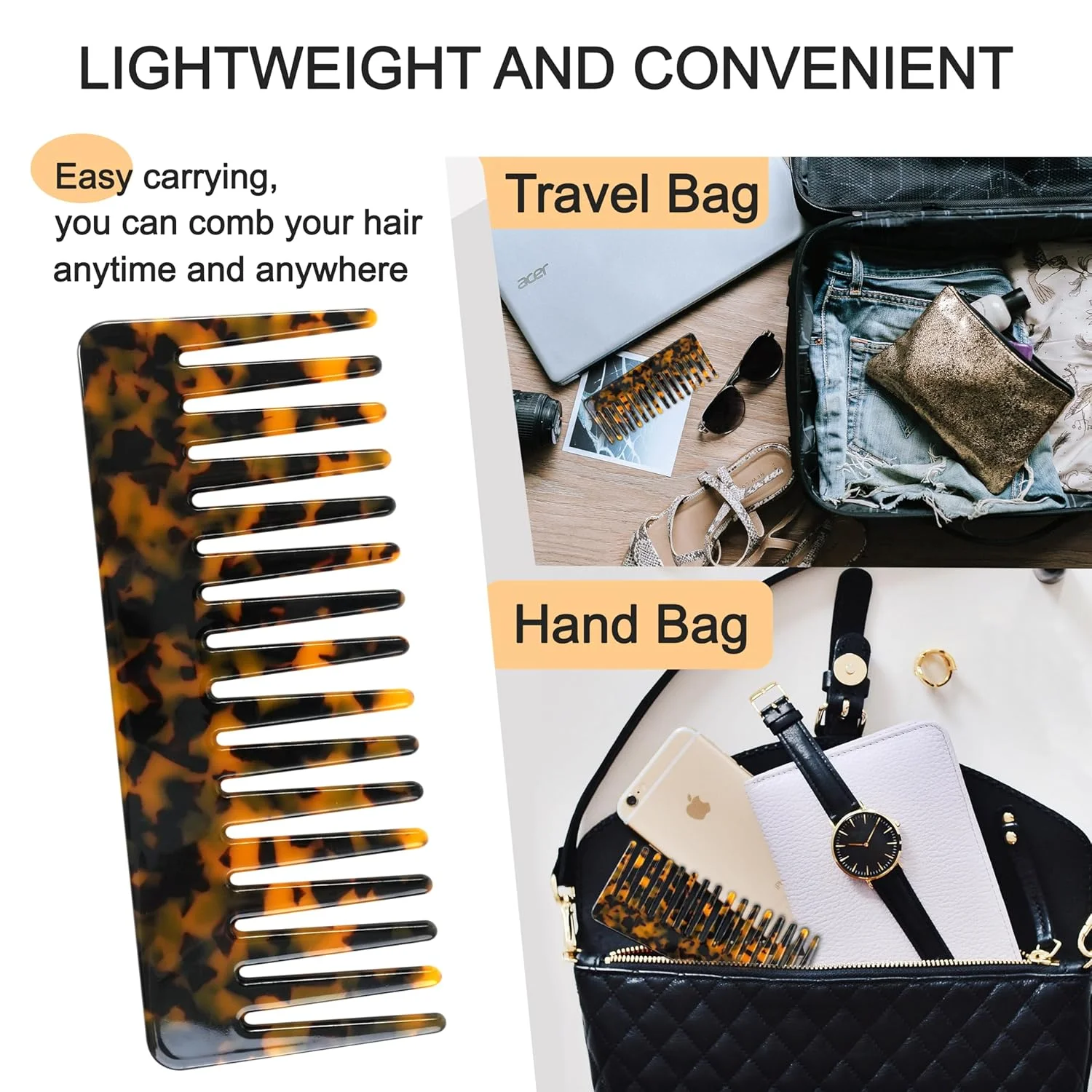 2 упаковки больших расчесок для распутывания волос из ацетата целлюлозы расческа