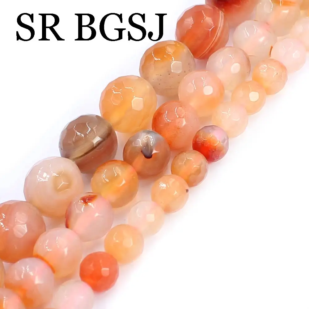 

Бесплатная доставка, 6, 8, 10 мм, граненые круглые бусины из натурального сердолика, агата, бусины россыпью, коридор 15 дюймов