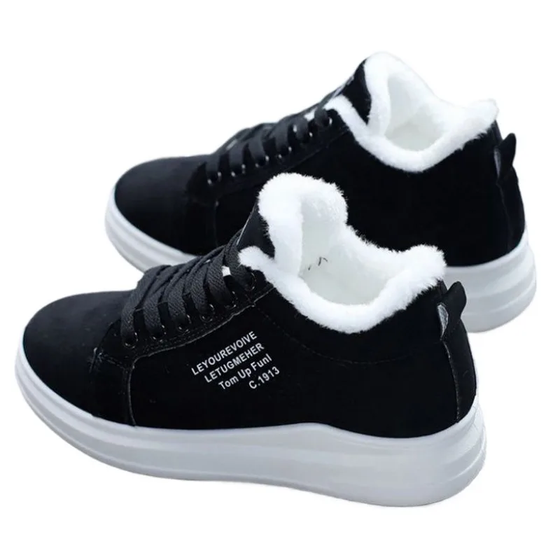 Зимняя обувь для женщин уличная Нескользящая кожаная женская с бархатной