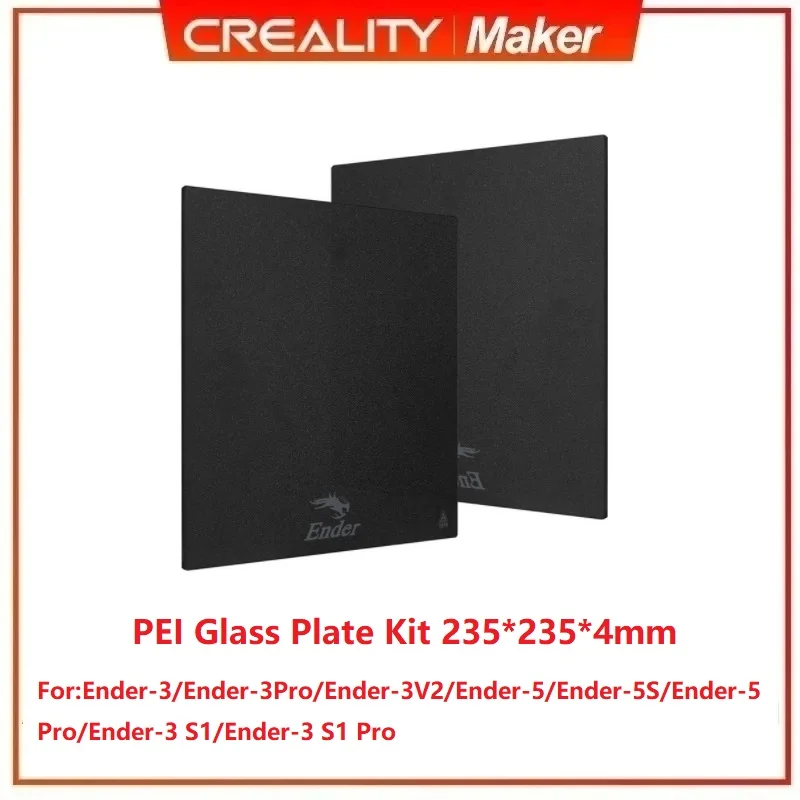 

CREALITY 3D PEI Glass Plate Kit 235*235*4mm Black Frosted Printer Parts Original for Ender-3 V2/Ender-3 Pro/Ender-3 S1 Printer