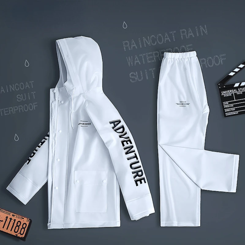 Split raincoat and rain pants suit reflective takeaway labor protection sanitation riding PVC men's motorcycle raincoat