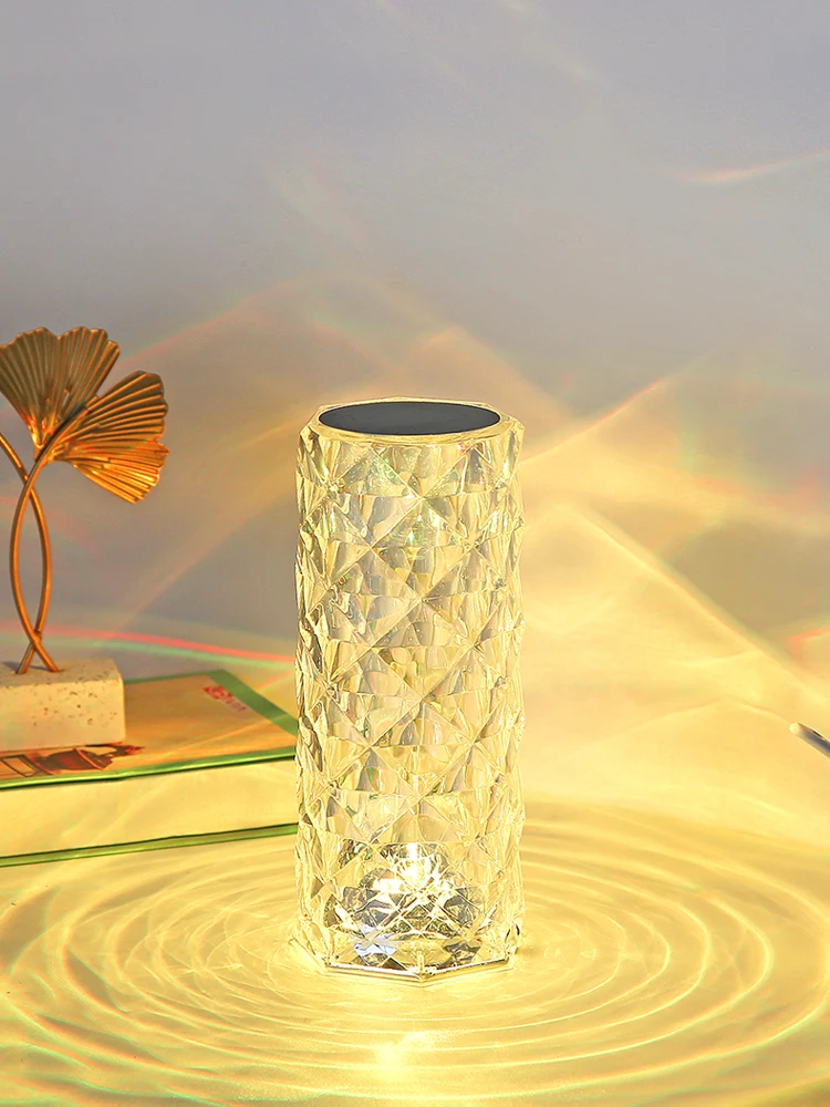 

Crystal rose atmosphere desk lamp bedroom bedside lamp LED night light romantic ins wind net celebrity mood light gift