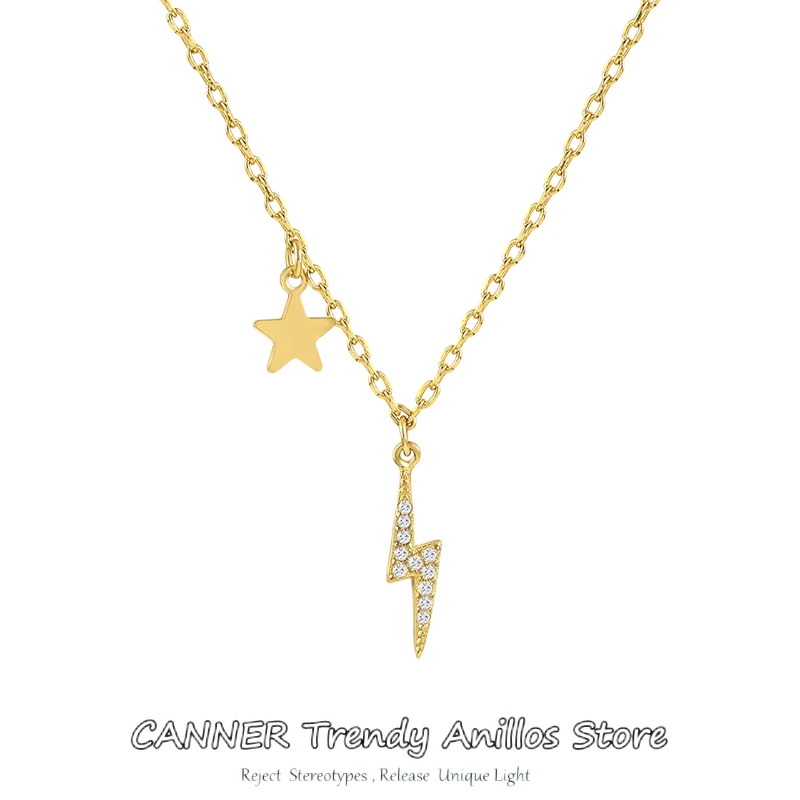 

CANNER 925 Sterling Silver Christmas Gift Cute Shiny Star Choker Drop Charm Necklaces For Woman Wedding Party Birthday Jewelry