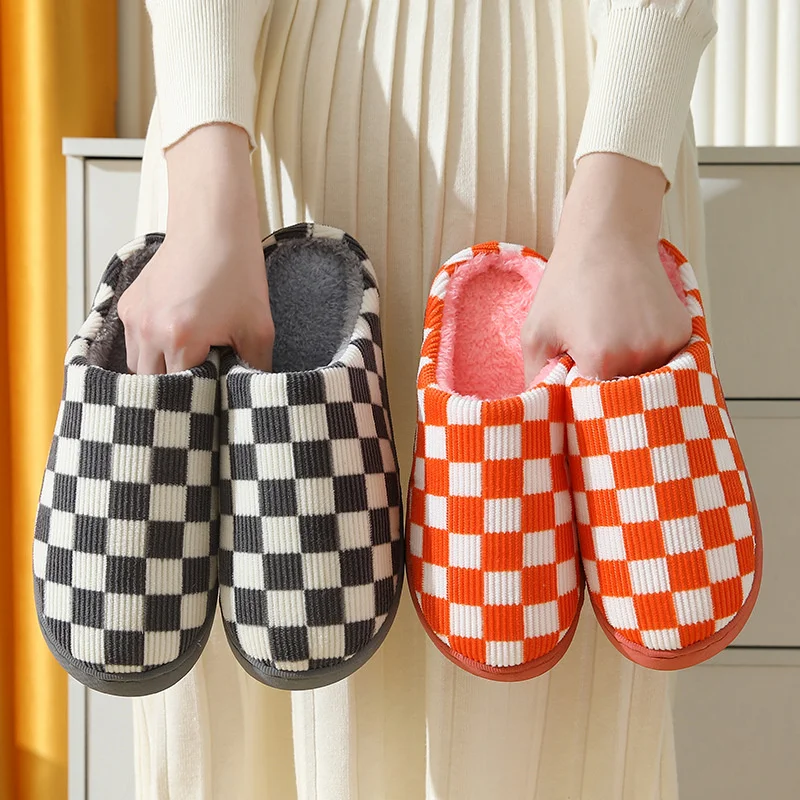 

Женские и мужские осенне-зимние толстые теплые плюшевые домашние тапочки, мягкая обувь для пары