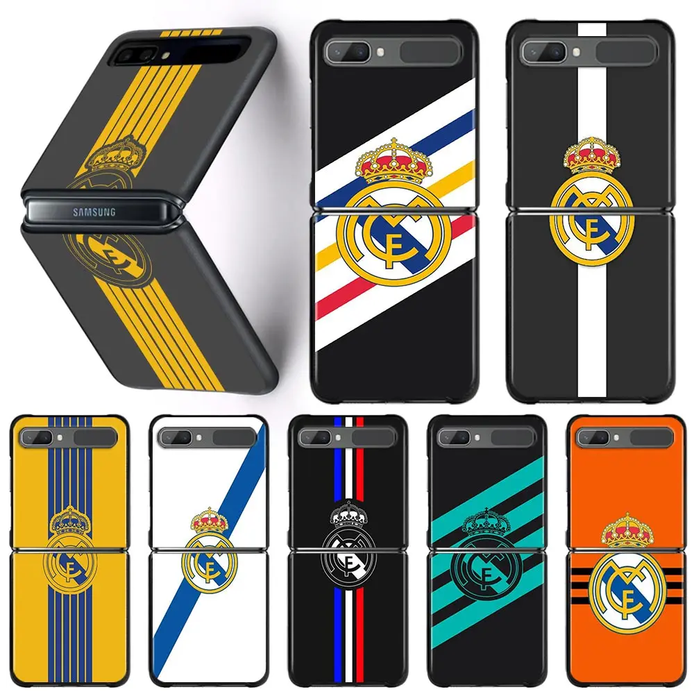 

Phone Case For Samsung Galaxy Zflip 3 Z Flip 3 5G Hard PC Cover Black Soft Edge Folding Funda Hala-Real-Madrids