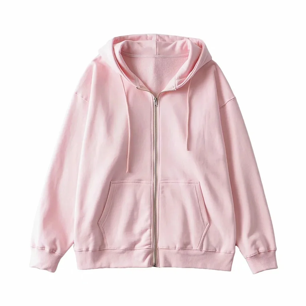

HOT Women's Oversized Zip Up Hoodie Long Sleeve Y2K Drawstring Hooded Sweatshirt